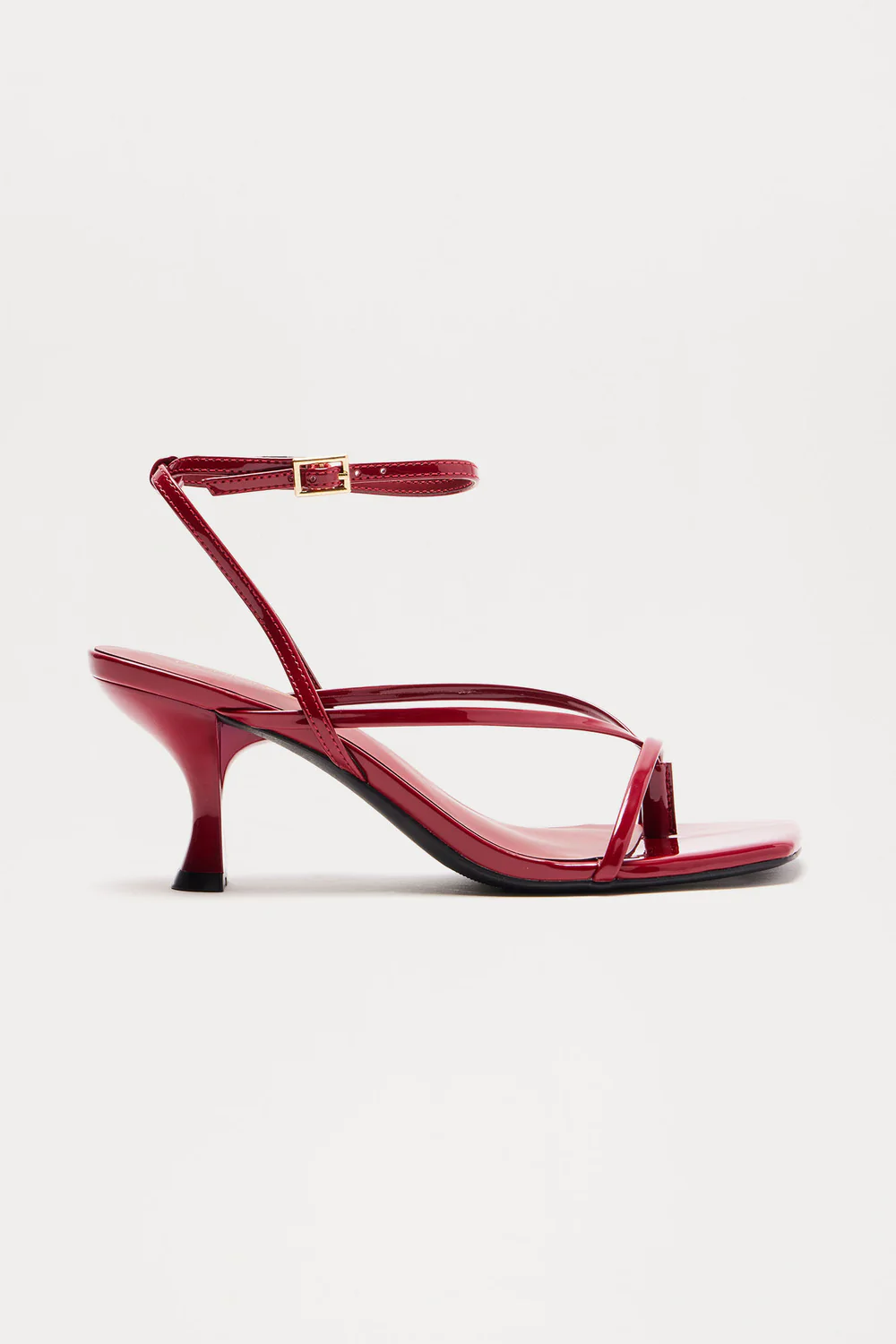 Elegant Red Patent Strappy Heeled Sandals